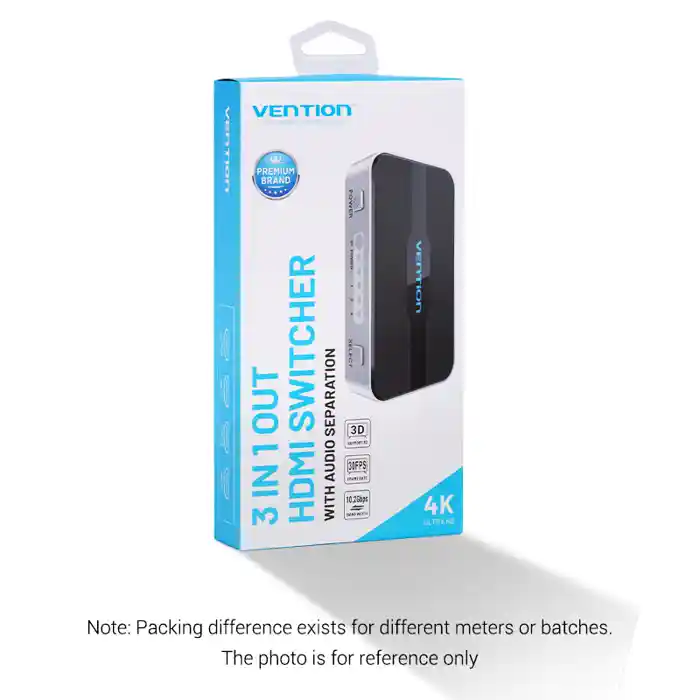 VENTION AFJH0 3-in-1 Out HDMI Switcher With Audio Separation